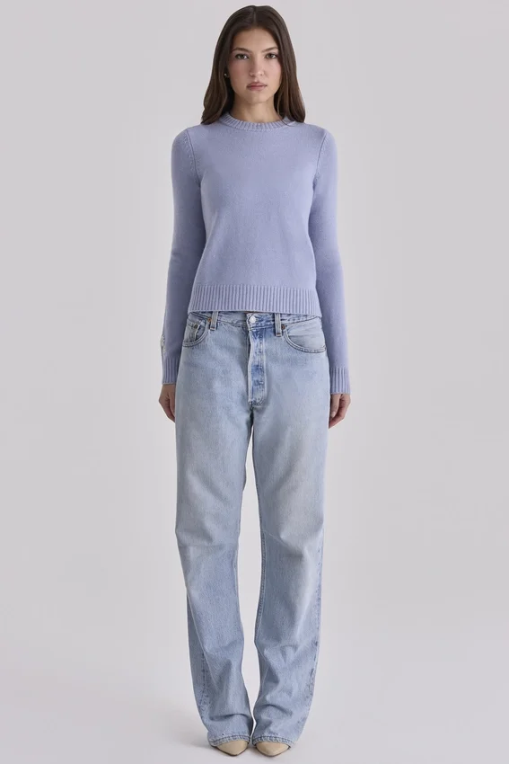 Abbie Bluebell Merino Wool + Cashmere Crew Neck Sweater Abbie Bluebell Merino Wool + Cashmere Crew Neck Sweater