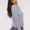 Abbie Bluebell Merino Wool + Cashmere Crew Neck Sweater Abbie Bluebell Merino Wool + Cashmere Crew Neck Sweater