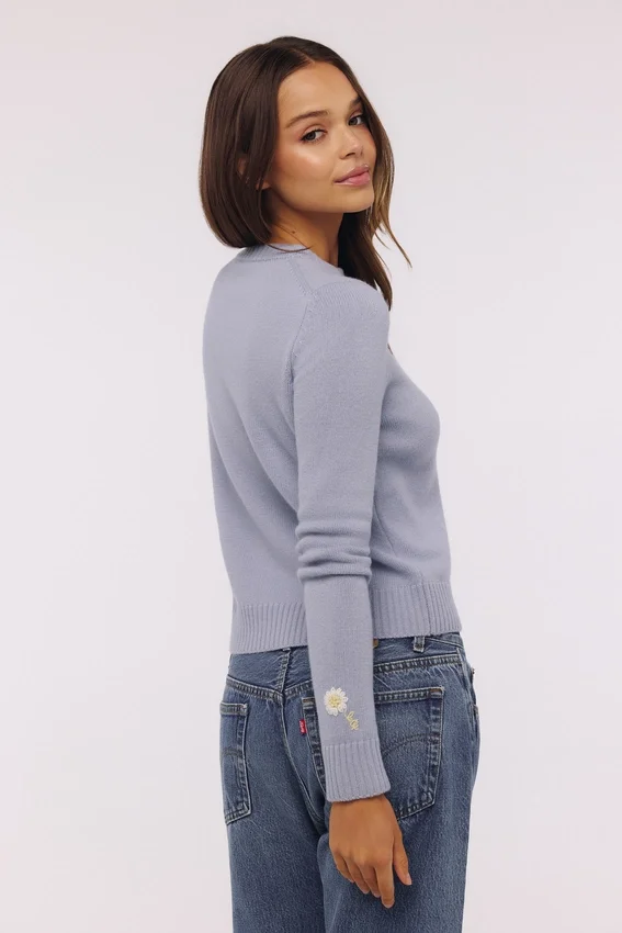 Abbie Bluebell Merino Wool + Cashmere Crew Neck Sweater Abbie Bluebell Merino Wool + Cashmere Crew Neck Sweater