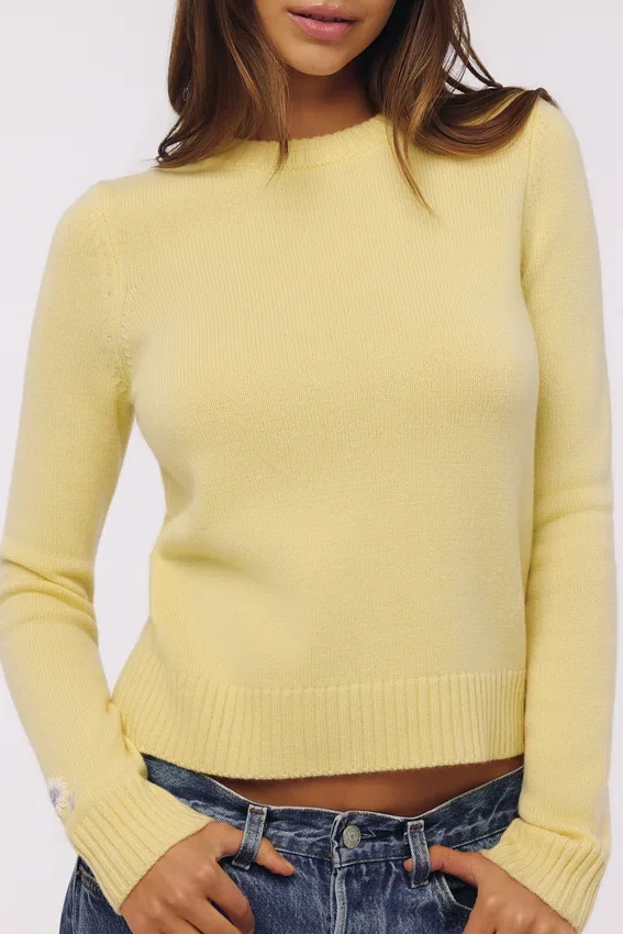 Abbie Lemon Merino Wool + Cashmere Crew Neck Sweater Abbie Lemon Merino Wool + Cashmere Crew Neck Sweater