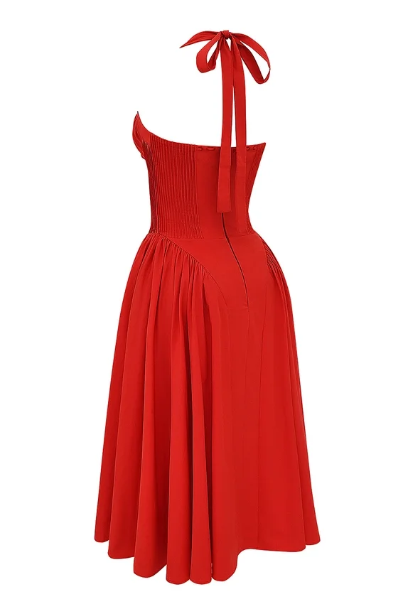 Adabella Italian Tomato Cotton Halter Sundress Adabella Italian Tomato Cotton Halter Sundress