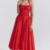 Adabella Italian Tomato Cotton Halter Sundress Adabella Italian Tomato Cotton Halter Sundress