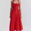 Adabella Italian Tomato Cotton Halter Sundress Adabella Italian Tomato Cotton Halter Sundress