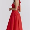 Adabella Italian Tomato Cotton Halter Sundress Adabella Italian Tomato Cotton Halter Sundress
