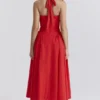 Adabella Italian Tomato Cotton Halter Sundress Adabella Italian Tomato Cotton Halter Sundress