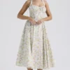 Adabella Pale Blue Meadow Print Cotton Halter Sundress Adabella Pale Blue Meadow Print Cotton Halter Sundress