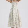 Adabella Pale Blue Meadow Print Cotton Halter Sundress Adabella Pale Blue Meadow Print Cotton Halter Sundress