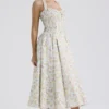 Adabella Pale Blue Meadow Print Cotton Halter Sundress Adabella Pale Blue Meadow Print Cotton Halter Sundress