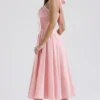 Adabella Rose Pink Cotton Halter Midi Sundress Adabella Rose Pink Cotton Halter Midi Sundress