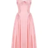 Adabella Rose Pink Cotton Halter Midi Sundress Adabella Rose Pink Cotton Halter Midi Sundress