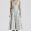 Adabella Soft Blue Vintage Floral Print Cotton Halter Sundress Adabella Soft Blue Vintage Floral Print Cotton Halter Sundress