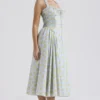 Adabella Soft Blue Vintage Floral Print Cotton Halter Sundress Adabella Soft Blue Vintage Floral Print Cotton Halter Sundress
