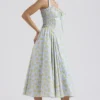 Adabella Soft Blue Vintage Floral Print Cotton Halter Sundress Adabella Soft Blue Vintage Floral Print Cotton Halter Sundress