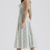 Adabella Soft Blue Vintage Floral Print Cotton Halter Sundress Adabella Soft Blue Vintage Floral Print Cotton Halter Sundress