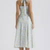 Adabella Soft Blue Vintage Floral Print Cotton Halter Sundress Adabella Soft Blue Vintage Floral Print Cotton Halter Sundress