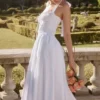 Adabella White Cotton Halter Sundress