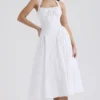 Adabella White Cotton Halter Sundress