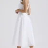 Adabella White Cotton Halter Sundress