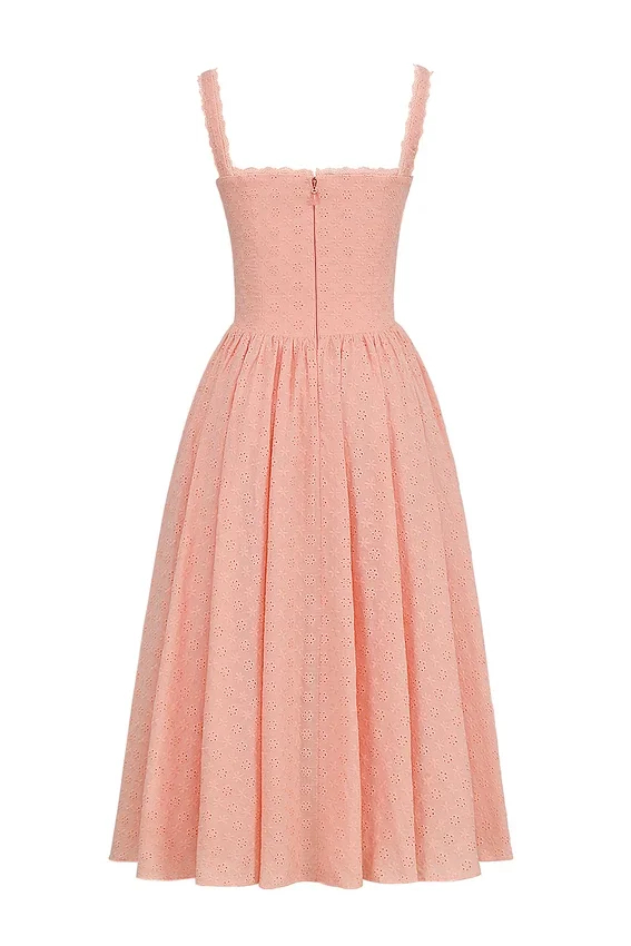 Adalyn Peach Broderie Anglais Midi Sundress Adalyn Peach Broderie Anglais Midi Sundress