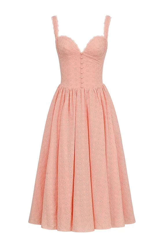 Adalyn Peach Broderie Anglais Midi Sundress Adalyn Peach Broderie Anglais Midi Sundress