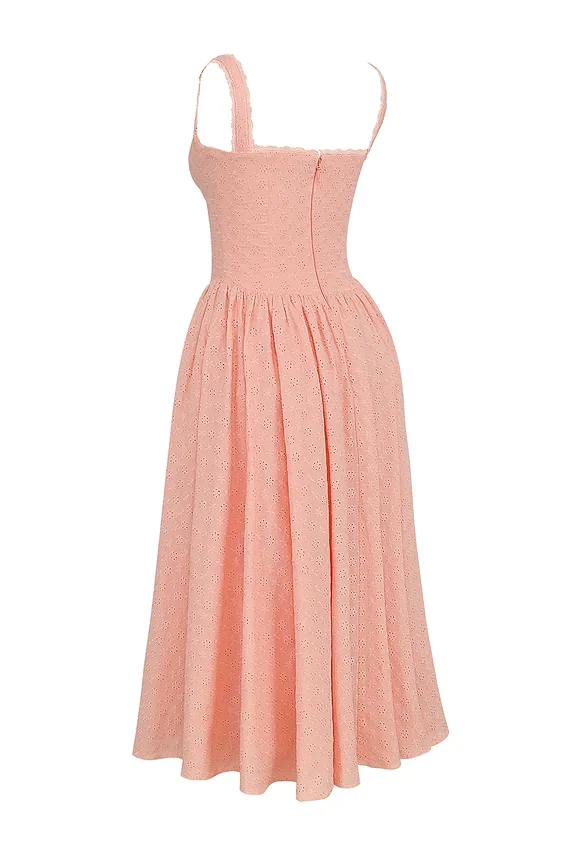 Adalyn Peach Broderie Anglais Midi Sundress Adalyn Peach Broderie Anglais Midi Sundress