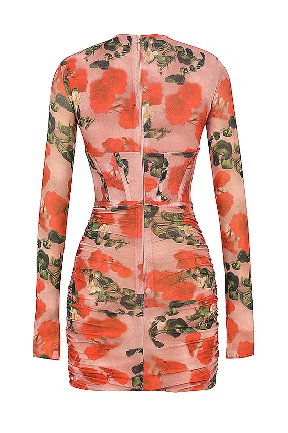Adanna Rose Print Corset Mini Dress Adanna Rose Print Corset Mini Dress