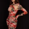 Adanna Rose Print Corset Mini Dress Adanna Rose Print Corset Mini Dress