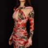 Adanna Rose Print Corset Mini Dress Adanna Rose Print Corset Mini Dress