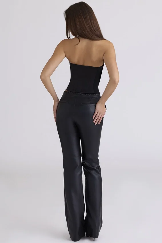 Adara Black Vegan Leather Trousers Adara Black Vegan Leather Trousers