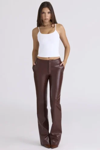 Adara Chocolate Vegan Leather Trousers