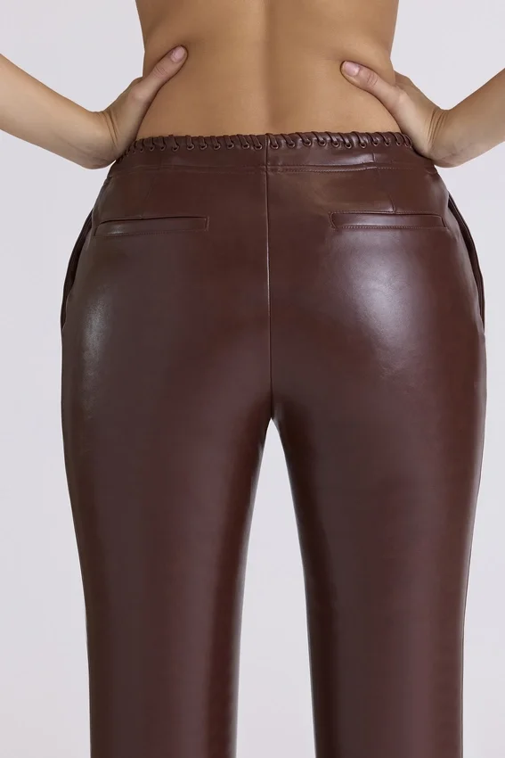 Adara Chocolate Vegan Leather Trousers Adara Chocolate Vegan Leather Trousers