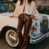 Adara Chocolate Vegan Leather Trousers Adara Chocolate Vegan Leather Trousers