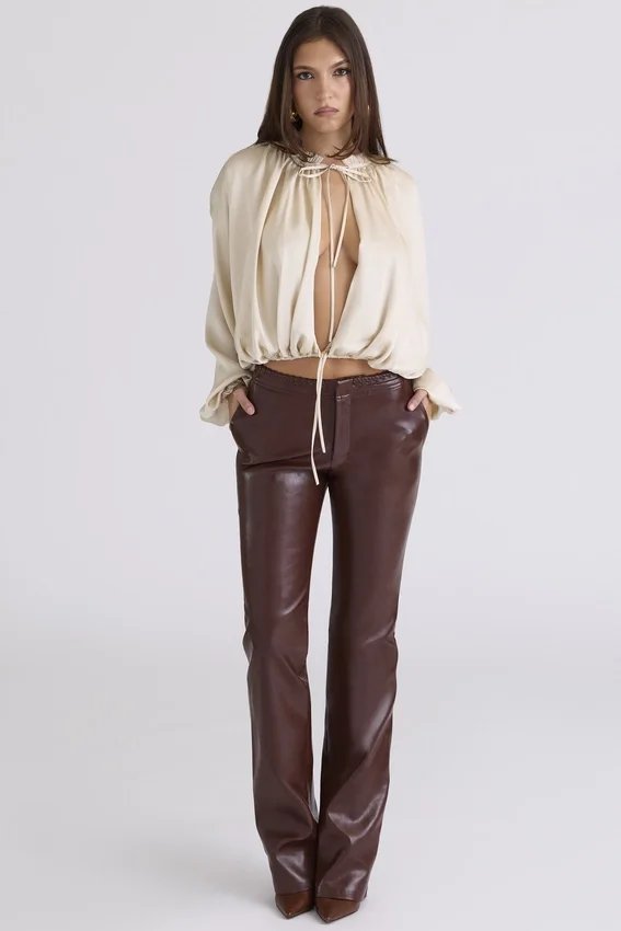 Adara Chocolate Vegan Leather Trousers Adara Chocolate Vegan Leather Trousers