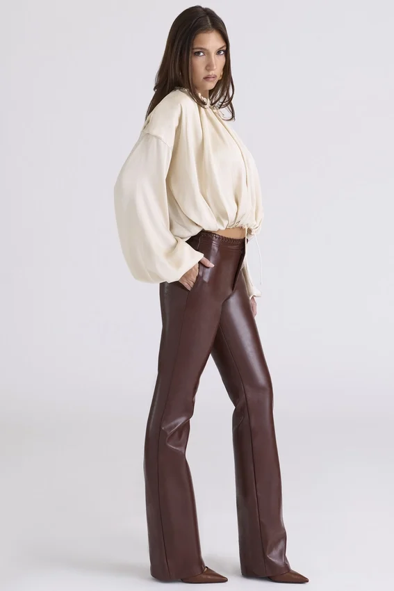 Adara Chocolate Vegan Leather Trousers Adara Chocolate Vegan Leather Trousers
