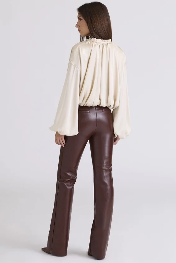 Adara Chocolate Vegan Leather Trousers Adara Chocolate Vegan Leather Trousers