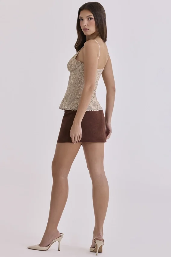 Adelise Mocha Vegan Suede Mini Skirt Adelise Mocha Vegan Suede Mini Skirt