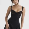 Adriana Black Satin And Lace Mini Dress Adriana Black Satin And Lace Mini Dress