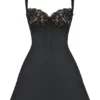 Adriana Black Satin And Lace Mini Dress Adriana Black Satin And Lace Mini Dress