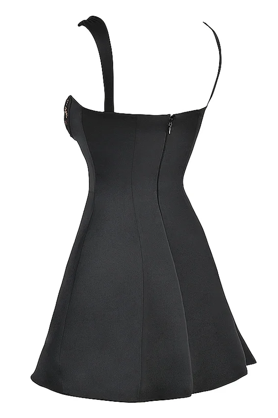 Adriana Black Satin And Lace Mini Dress Adriana Black Satin And Lace Mini Dress
