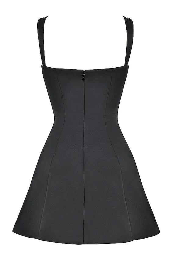 Adriana Black Satin And Lace Mini Dress Adriana Black Satin And Lace Mini Dress