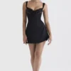 Adriana Black Satin And Lace Mini Dress Adriana Black Satin And Lace Mini Dress