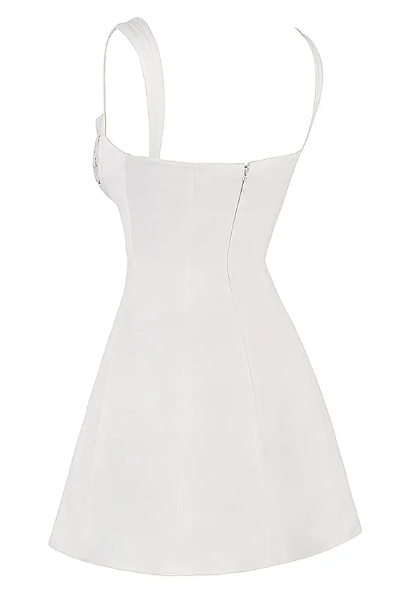 Adriana Ivory Satin and Lace Mini Dress Adriana Ivory Satin and Lace Mini Dress