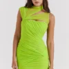 Adrie Neon Green Gathered Mini Dress Adrie Neon Green Gathered Mini Dress