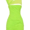 Adrie Neon Green Gathered Mini Dress Adrie Neon Green Gathered Mini Dress