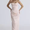 Adrienne Champagne Satin Strapless Gown Adrienne Champagne Satin Strapless Gown