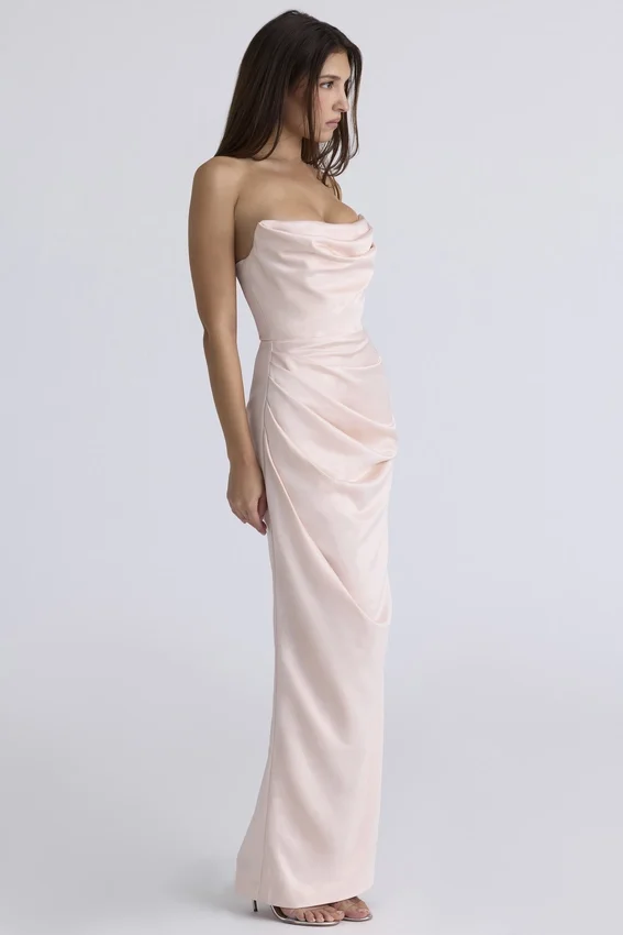 Adrienne Champagne Satin Strapless Gown Adrienne Champagne Satin Strapless Gown