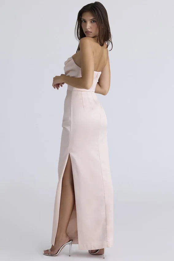 Adrienne Champagne Satin Strapless Gown Adrienne Champagne Satin Strapless Gown