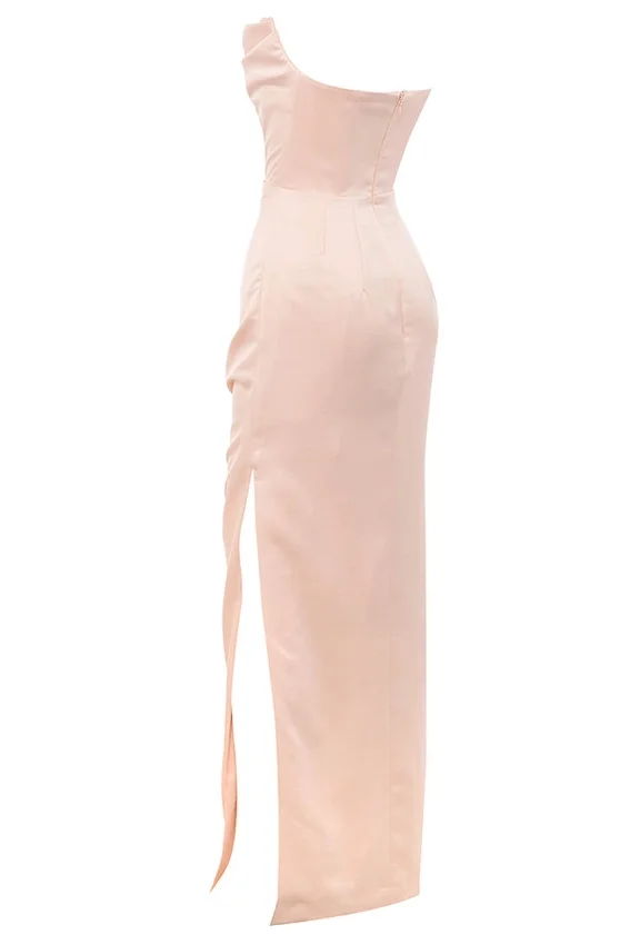 Adrienne Champagne Satin Strapless Gown Adrienne Champagne Satin Strapless Gown