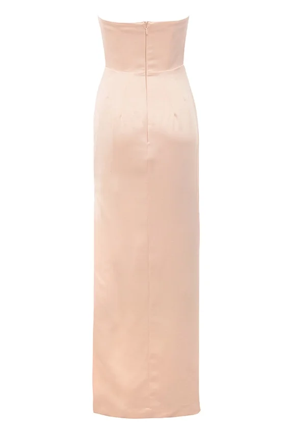 Adrienne Champagne Satin Strapless Gown Adrienne Champagne Satin Strapless Gown