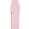 Adrienne Pink Quartz Georgette Strapless Gown Adrienne Pink Quartz Georgette Strapless Gown